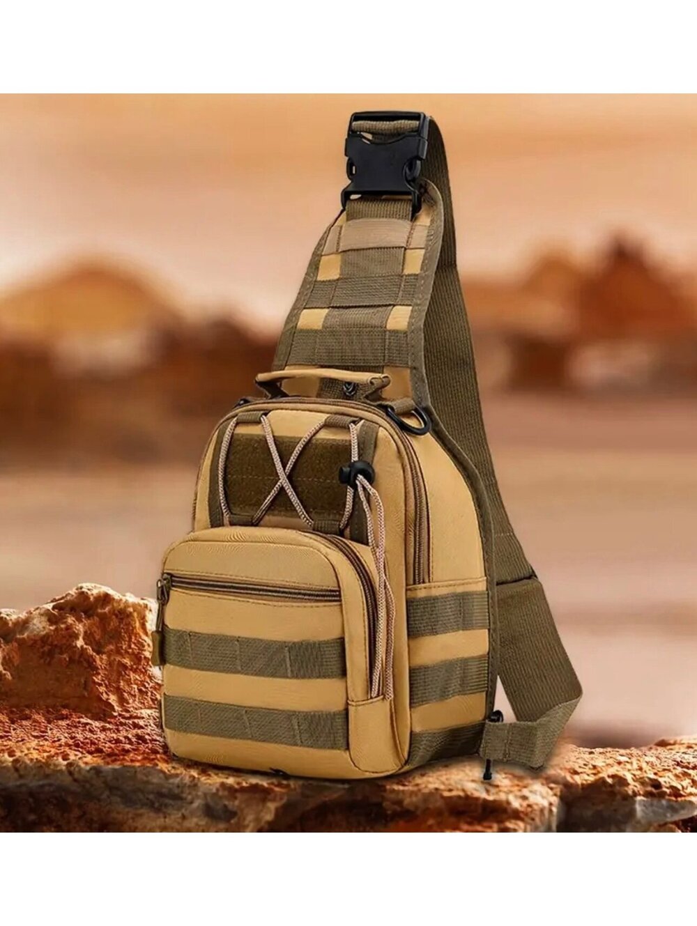 New -Sporty -Tactical Multifunctional Sling/Crossbody/Backpack Bag -Khaki